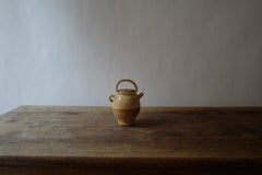 Antique French Provincial Water Jug in Light Yellow with Beautiful Time-Worn Pat