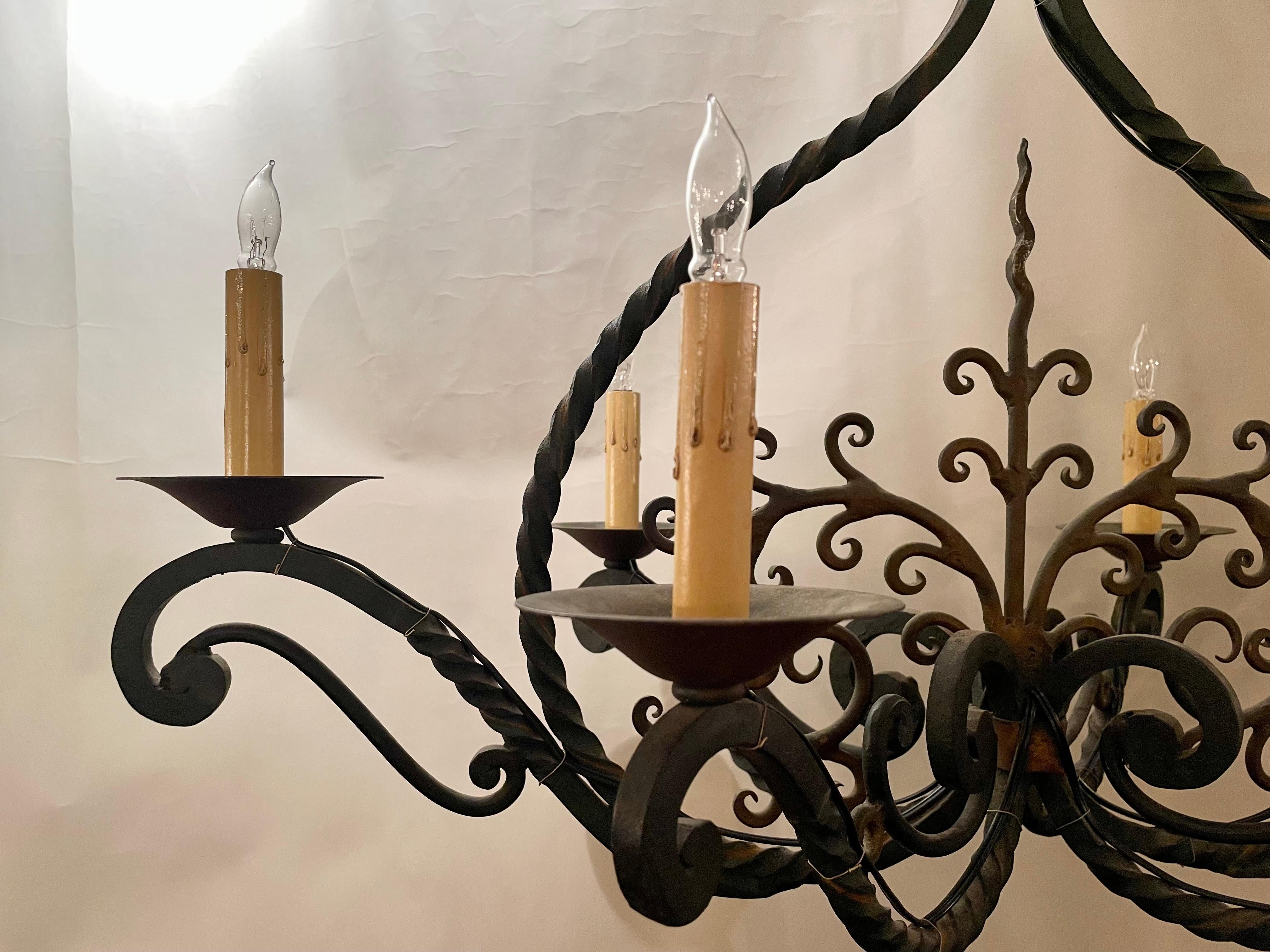 Antique French Provincial Wrought Iron Chandelier, circa 1890 For Sale ...