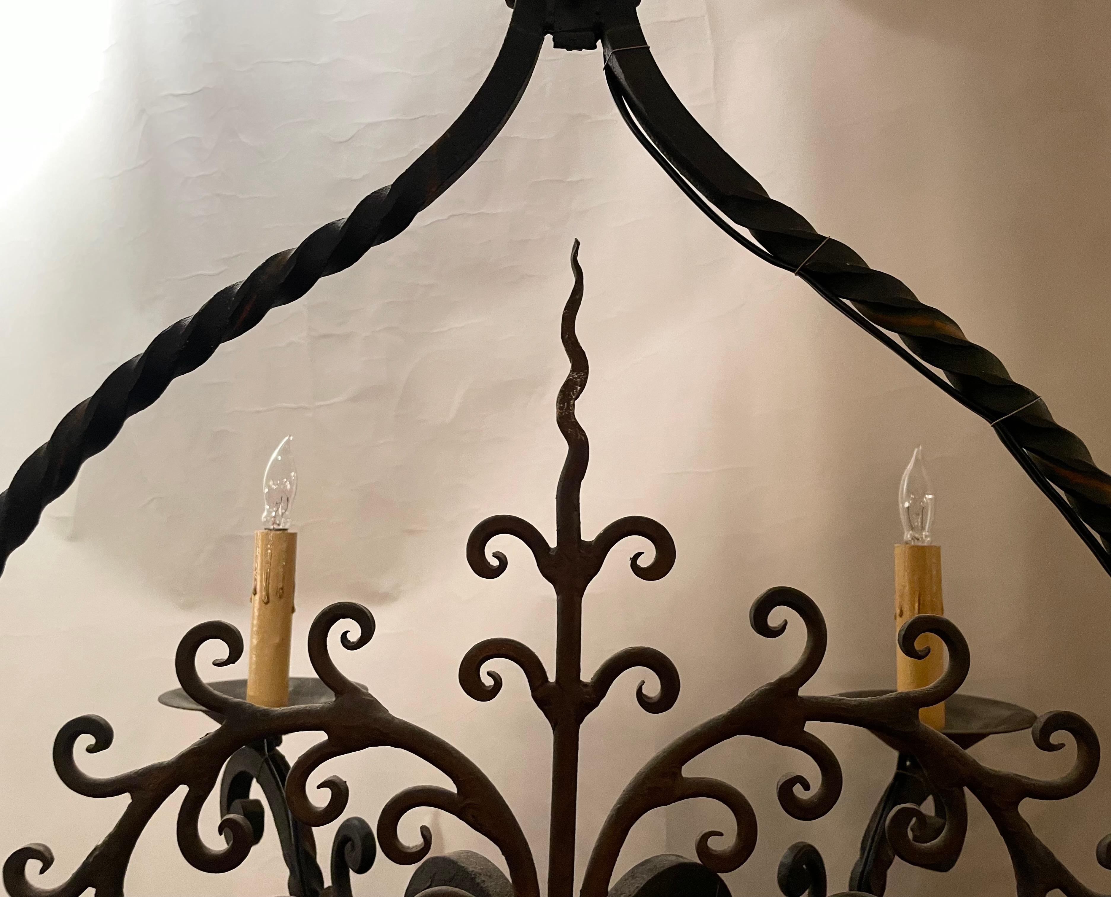 Antique French Provincial Wrought Iron Chandelier, circa 1890 For Sale ...