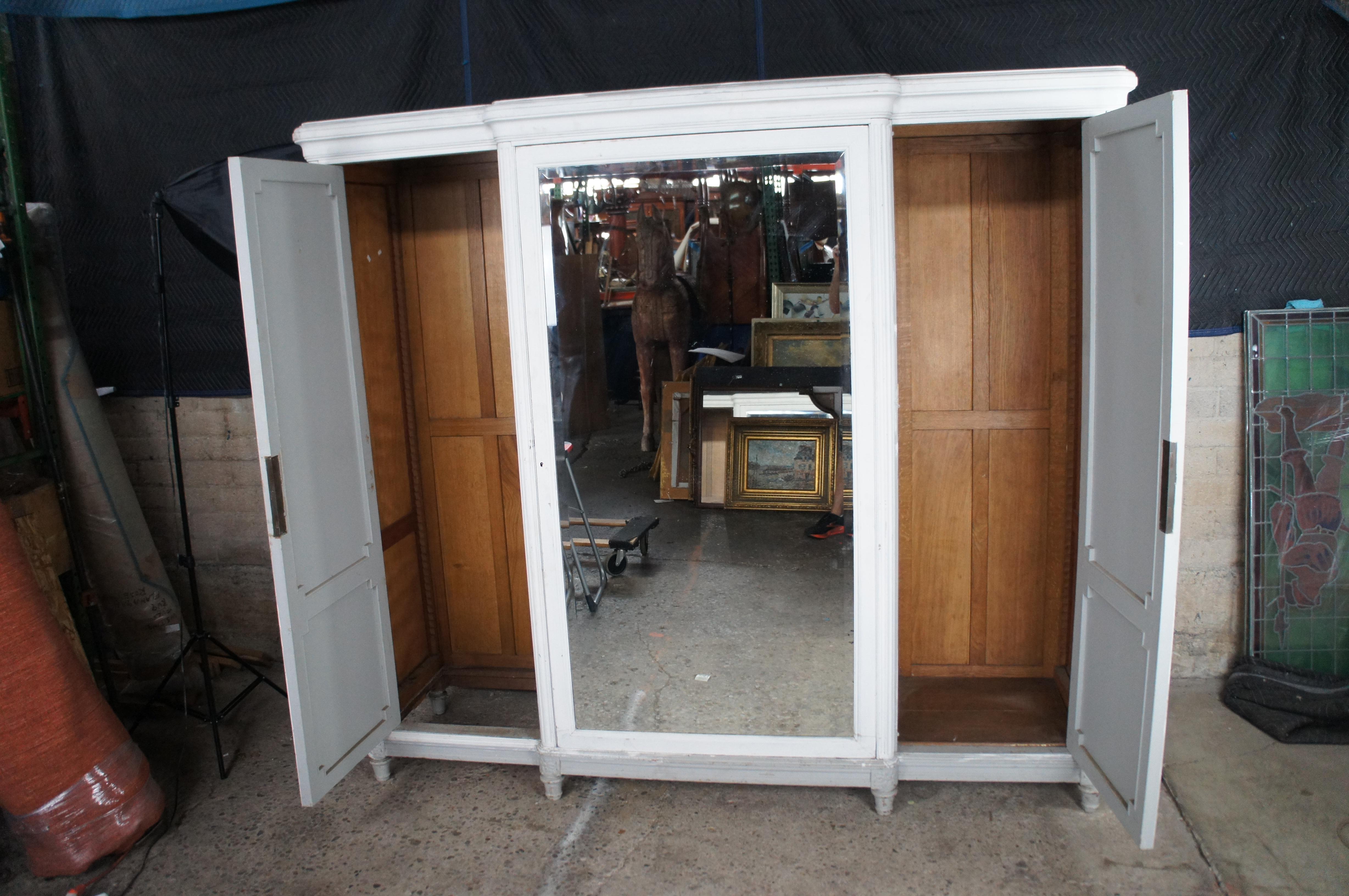 Antique French Provinvial Neoclassical Knockdown Mirroed Armoire Wardrobe 89