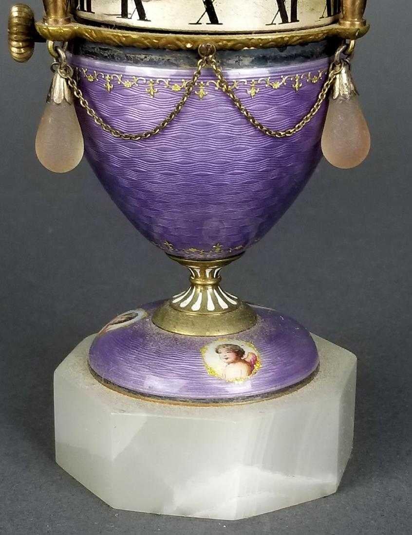 20th Century Antique French Purple Guilloche Enamel Rotary Clock
