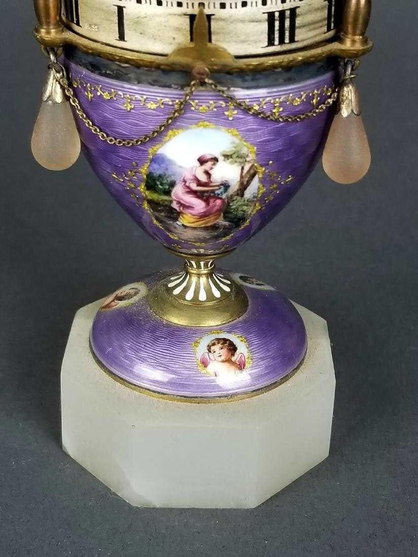 Antique French Purple Guilloche Enamel Rotary Clock 2