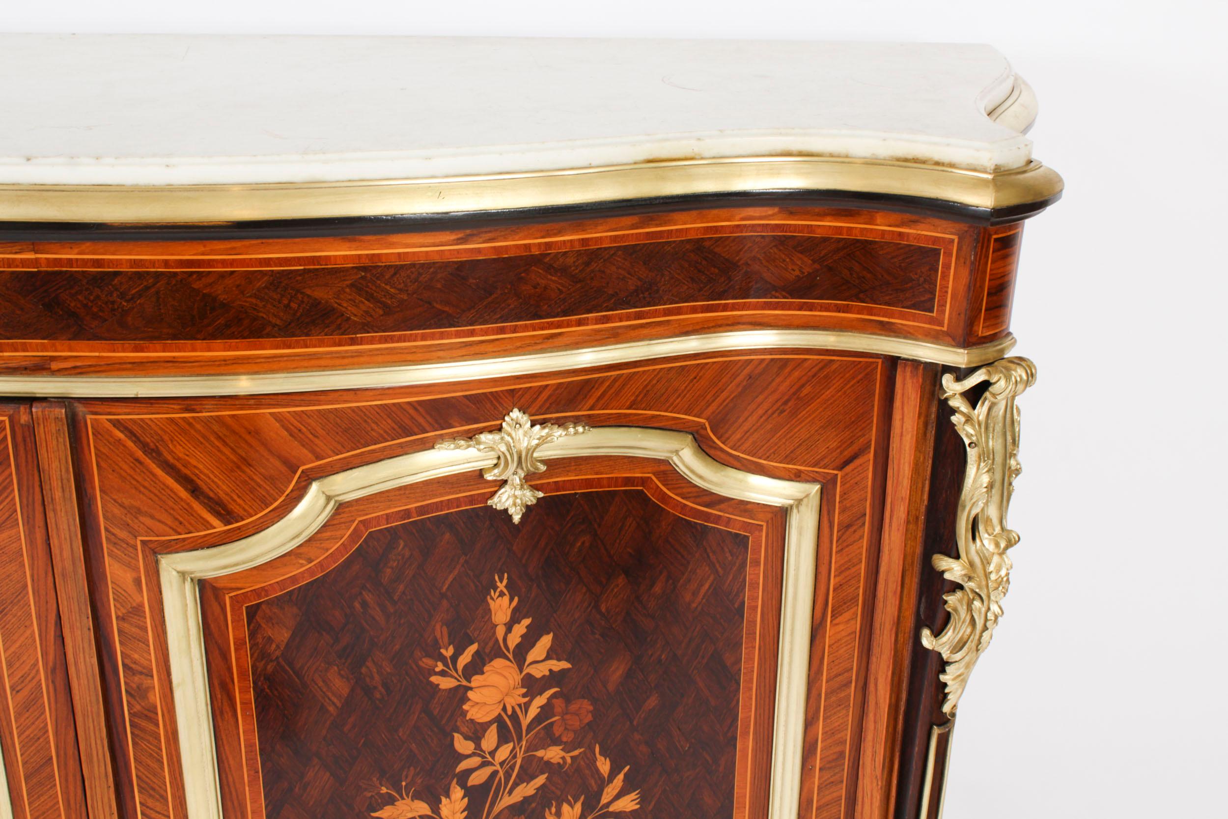Antique French Purple Heart & Marquetry Side Cabinet 19th Century For Sale 5