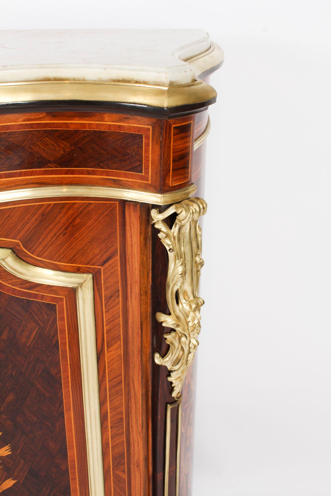 Antique French Purple Heart & Marquetry Side Cabinet 19th Century For Sale 6