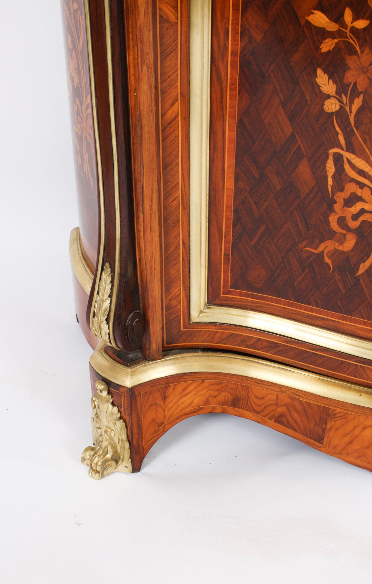 Antique French Purple Heart & Marquetry Side Cabinet 19th Century For Sale 9