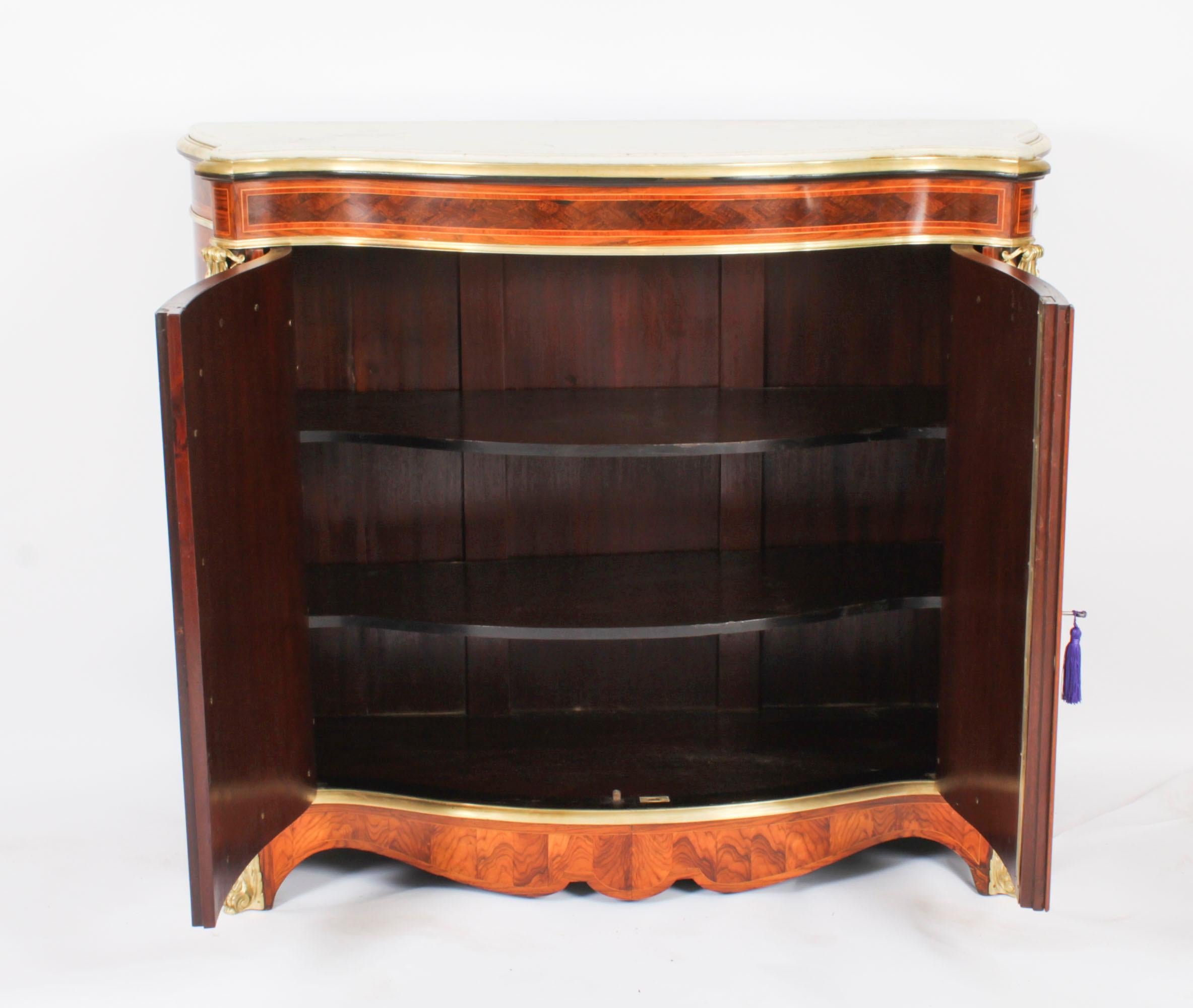 Antique French Purple Heart & Marquetry Side Cabinet 19th C For Sale 12