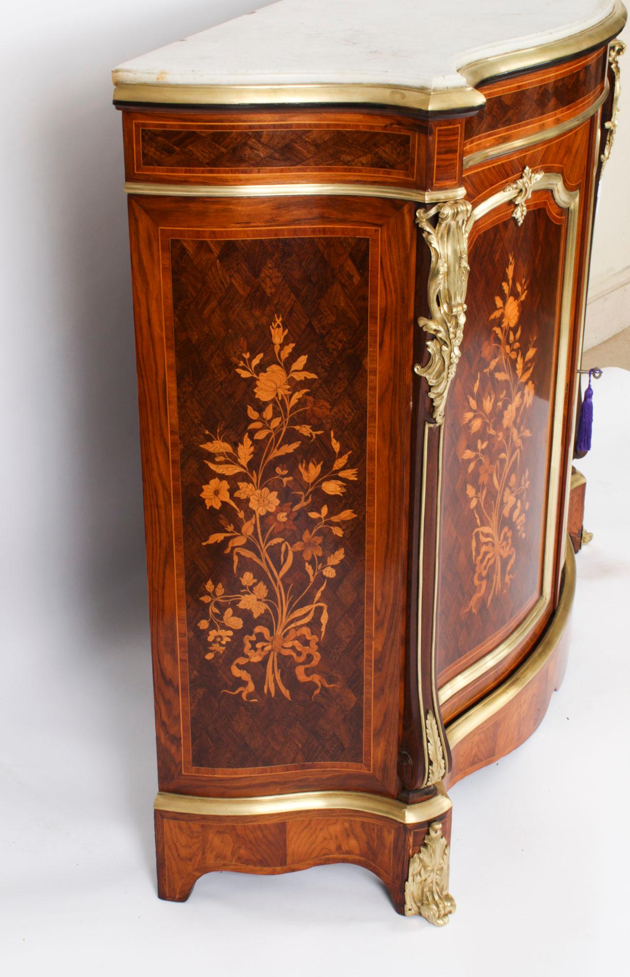 Antique French Purple Heart & Marquetry Side Cabinet 19th C For Sale 14