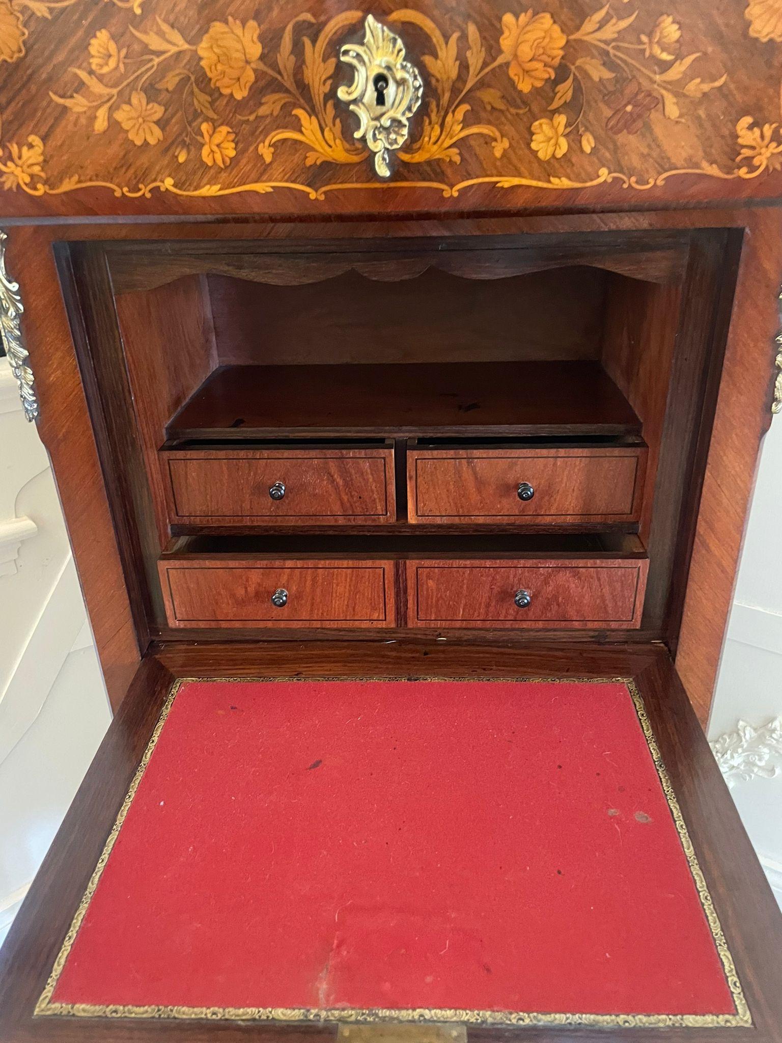 Antique French Quality Kingwood  Inlaid Marble Top Bombe Shaped Secretaire Chest In Good Condition For Sale In Suffolk, GB