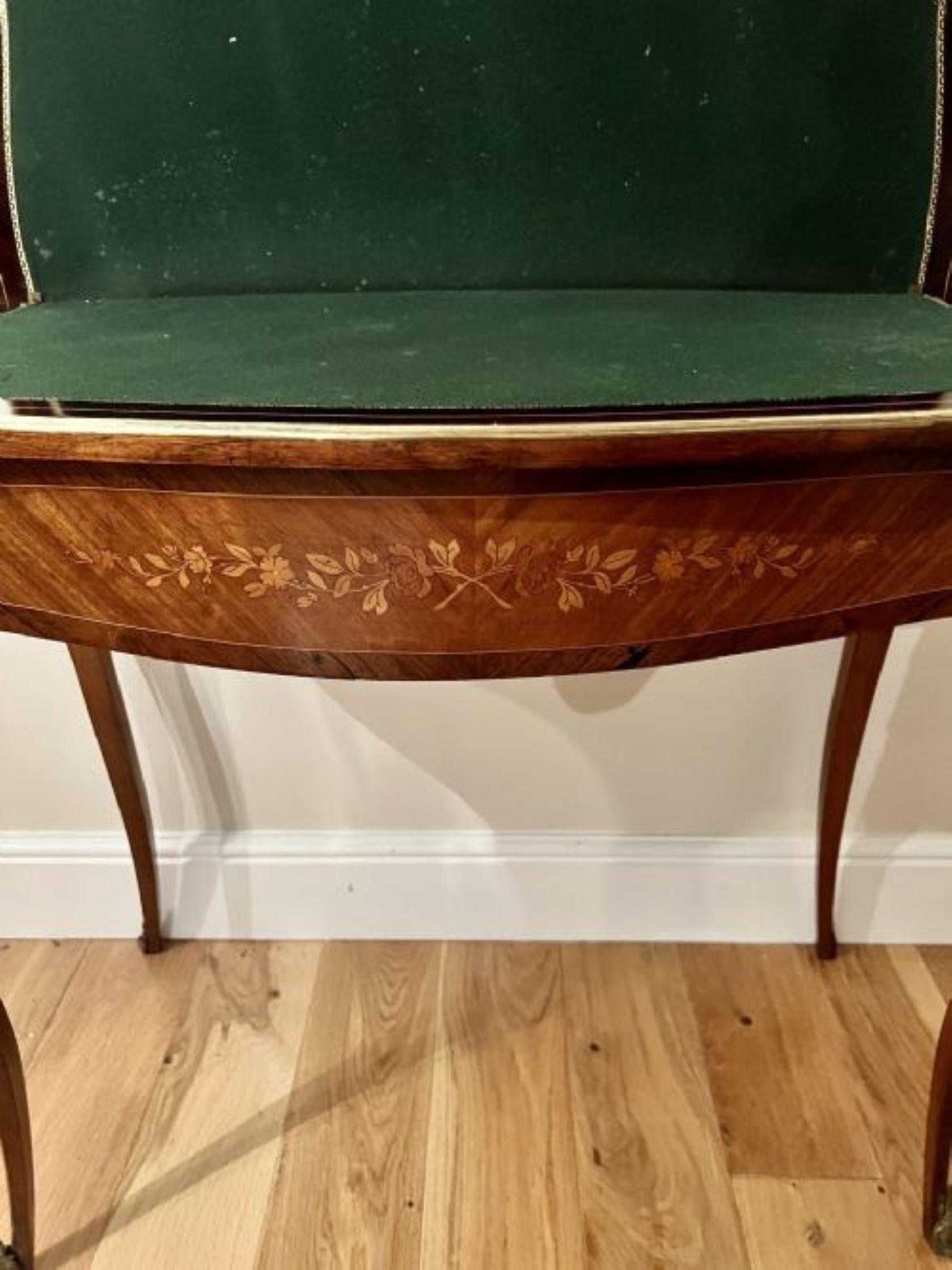 Antique French quality kingwood marquetry inlaid ormolu mounted card table  For Sale 1