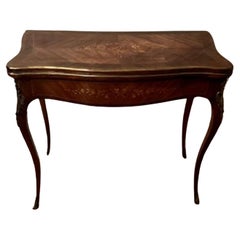 Antique French quality kingwood marquetry inlaid ormolu mounted card table