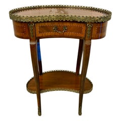 Antique French Quality Louis XV Style Kidney-Shaped Side / Lamp Table