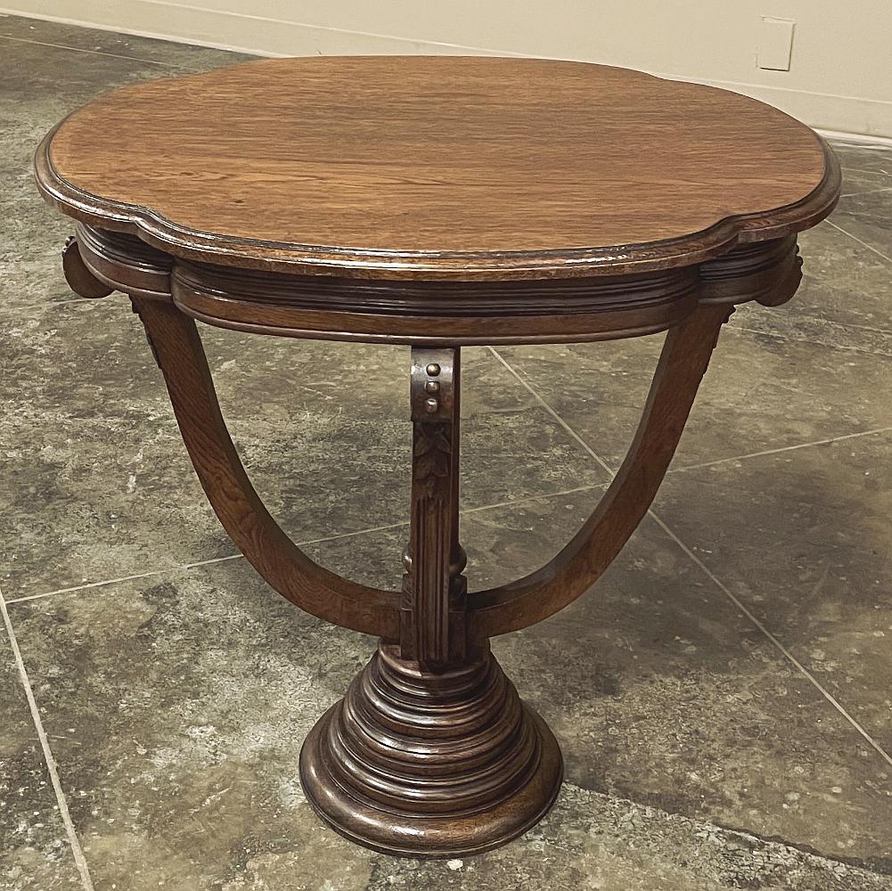 Empire Revival Antique French Quatrefoil Pedestal Table ~ End Table For Sale