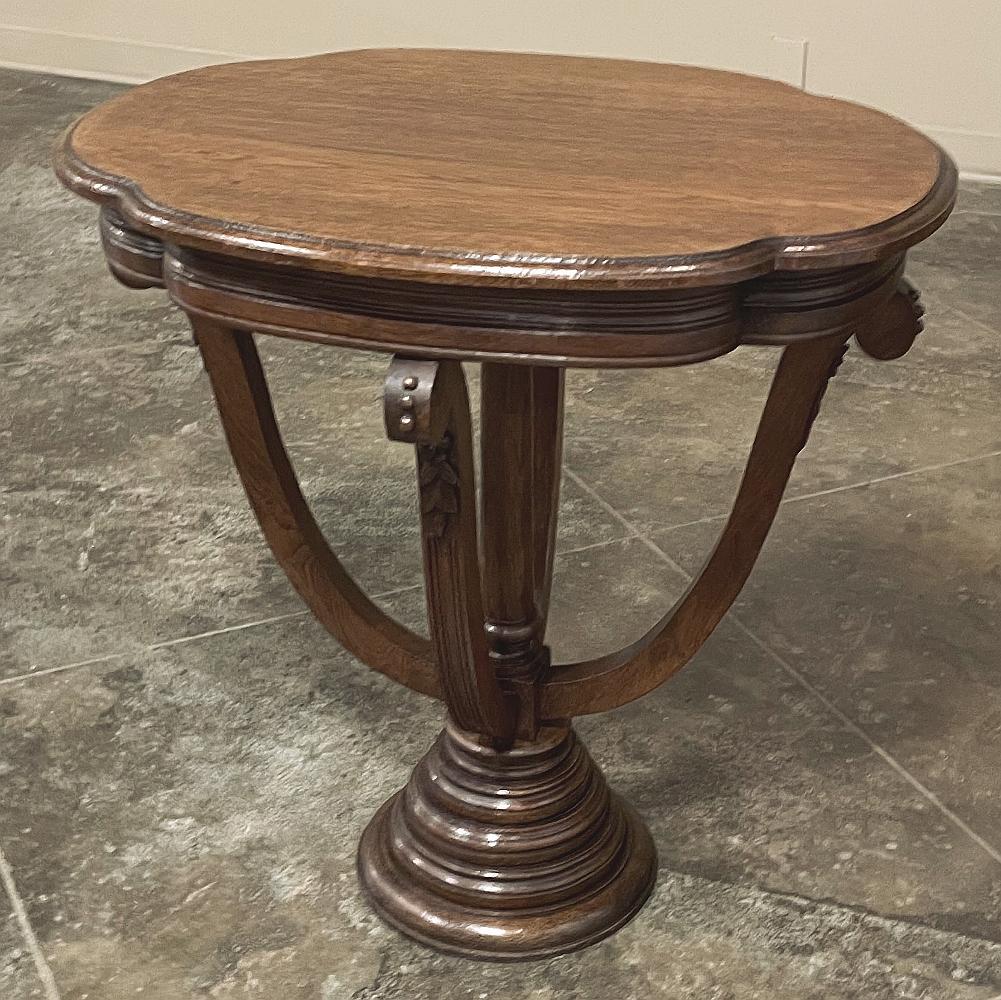 Hand-Crafted Antique French Quatrefoil Pedestal Table ~ End Table For Sale