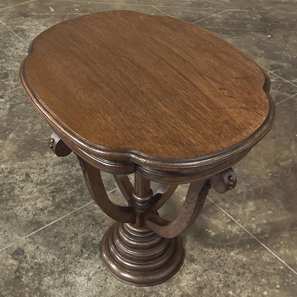 20th Century Antique French Quatrefoil Pedestal Table ~ End Table For Sale
