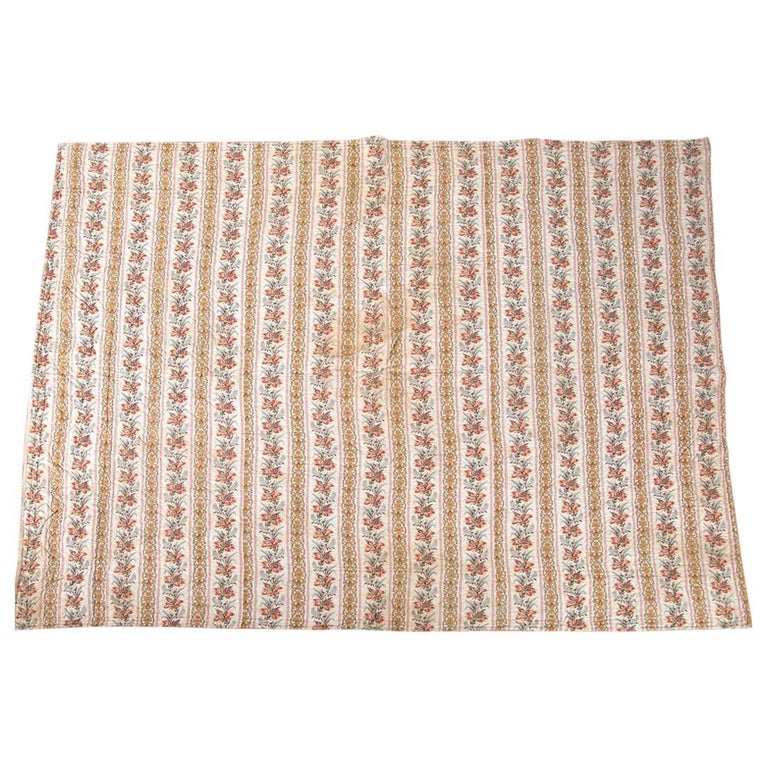 Antique French Quilt with Floral Decoration at 1stDibs