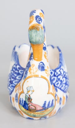 Antique French Quimper Faience Swan Jardiniere Cachepot