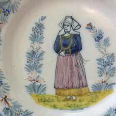Antique French Quimper Plate Signed Hr Quimper