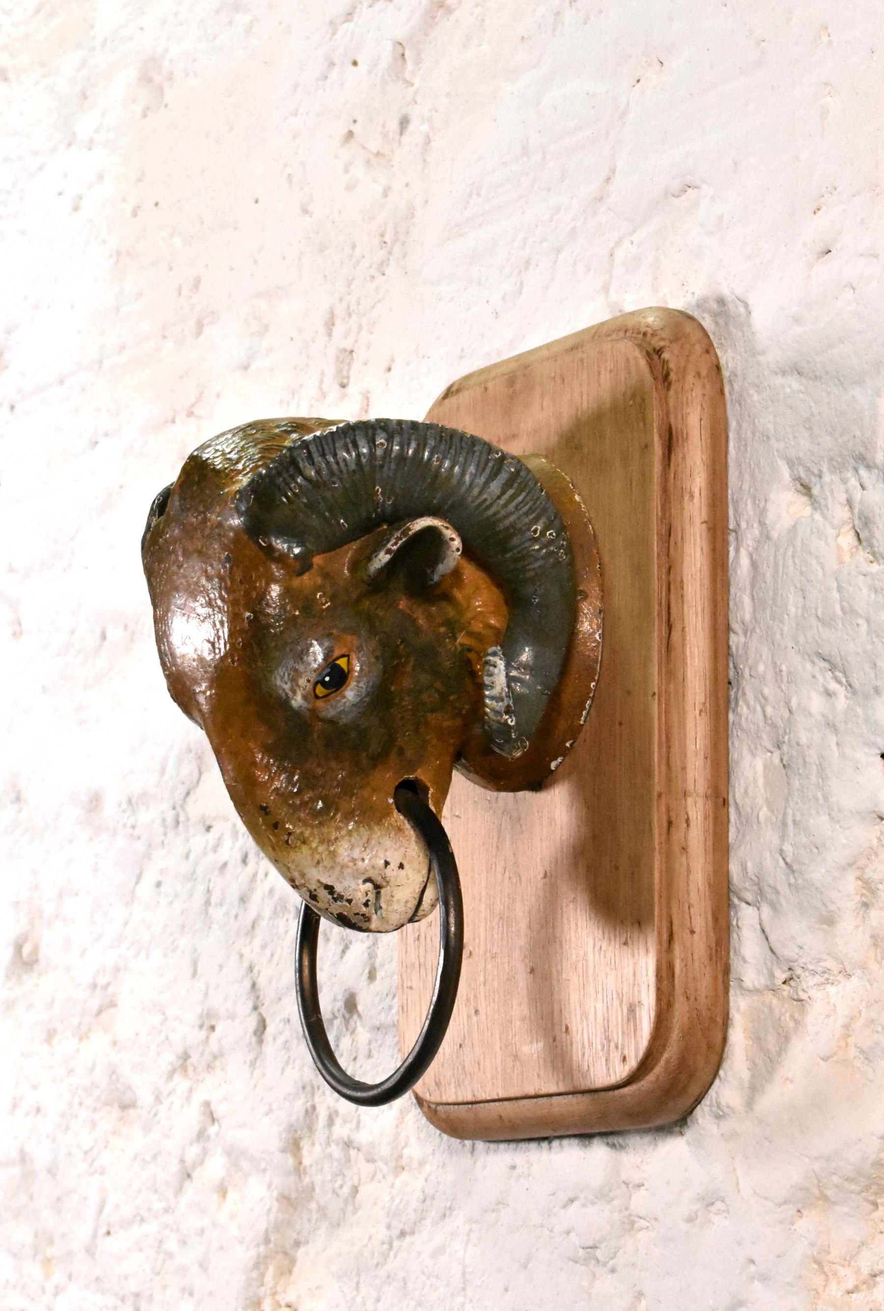 Cast Antique French Ram's Head from Butcher's Shop (19C) For Sale
