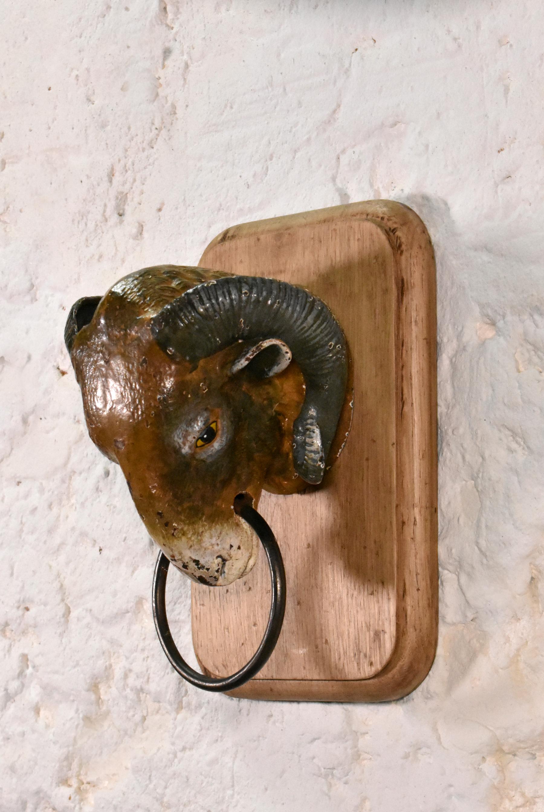 Iron Antique French Ram's Head from Butcher's Shop (19C) For Sale