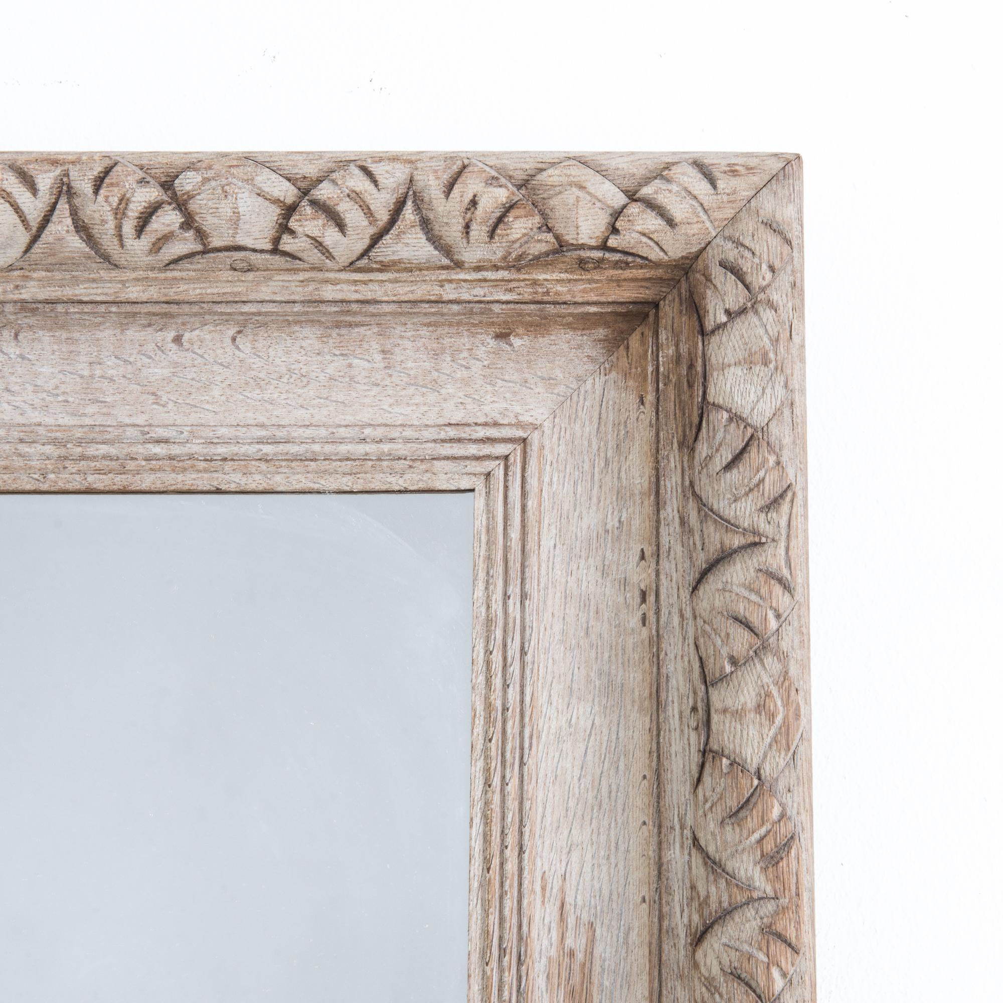 Antique French Raw Oak Mirror In Good Condition In High Point, NC