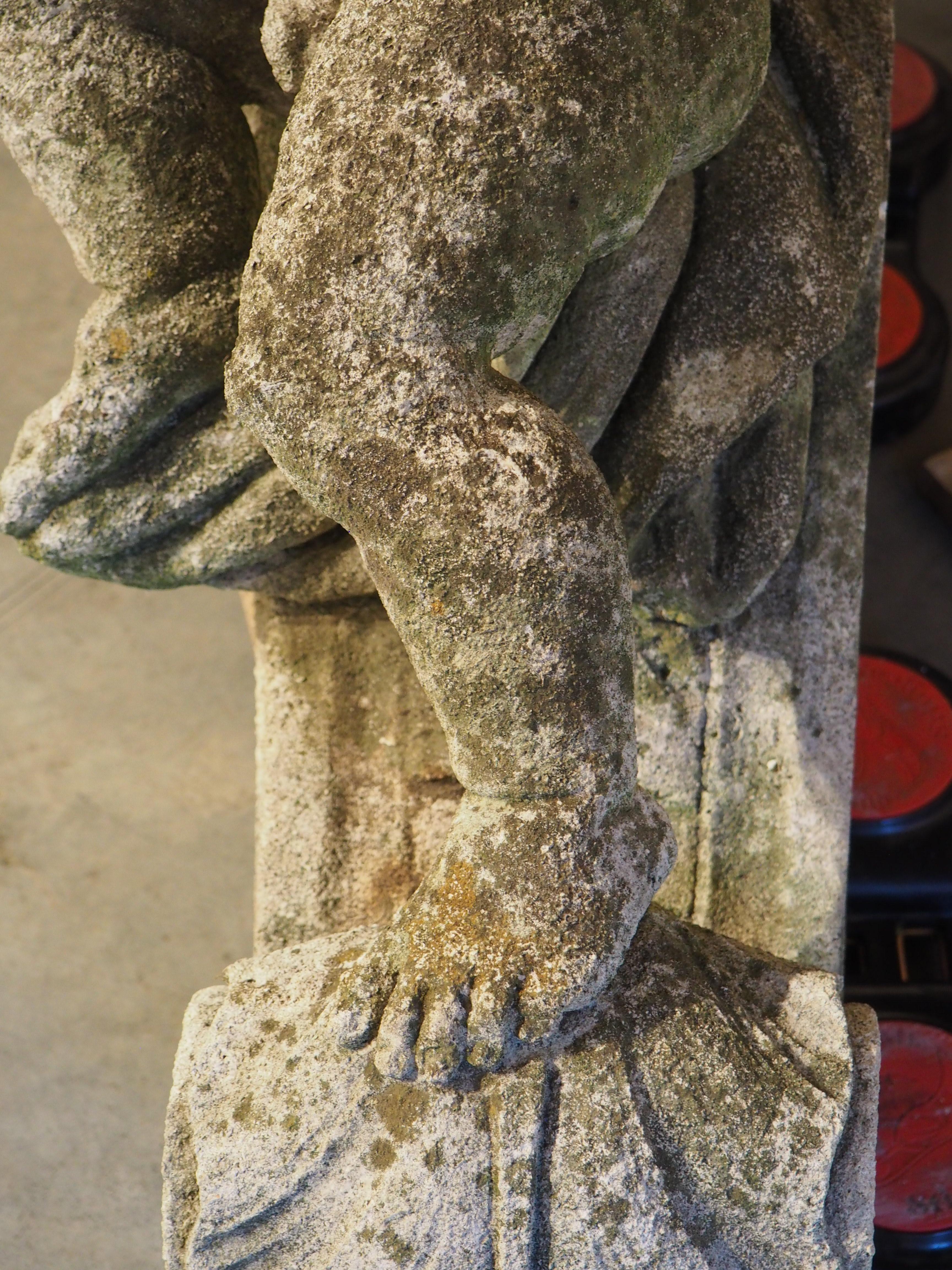 Antique French Reconstituted Stone Fountain Element, Garden Statuary, Circa 1900 For Sale 11