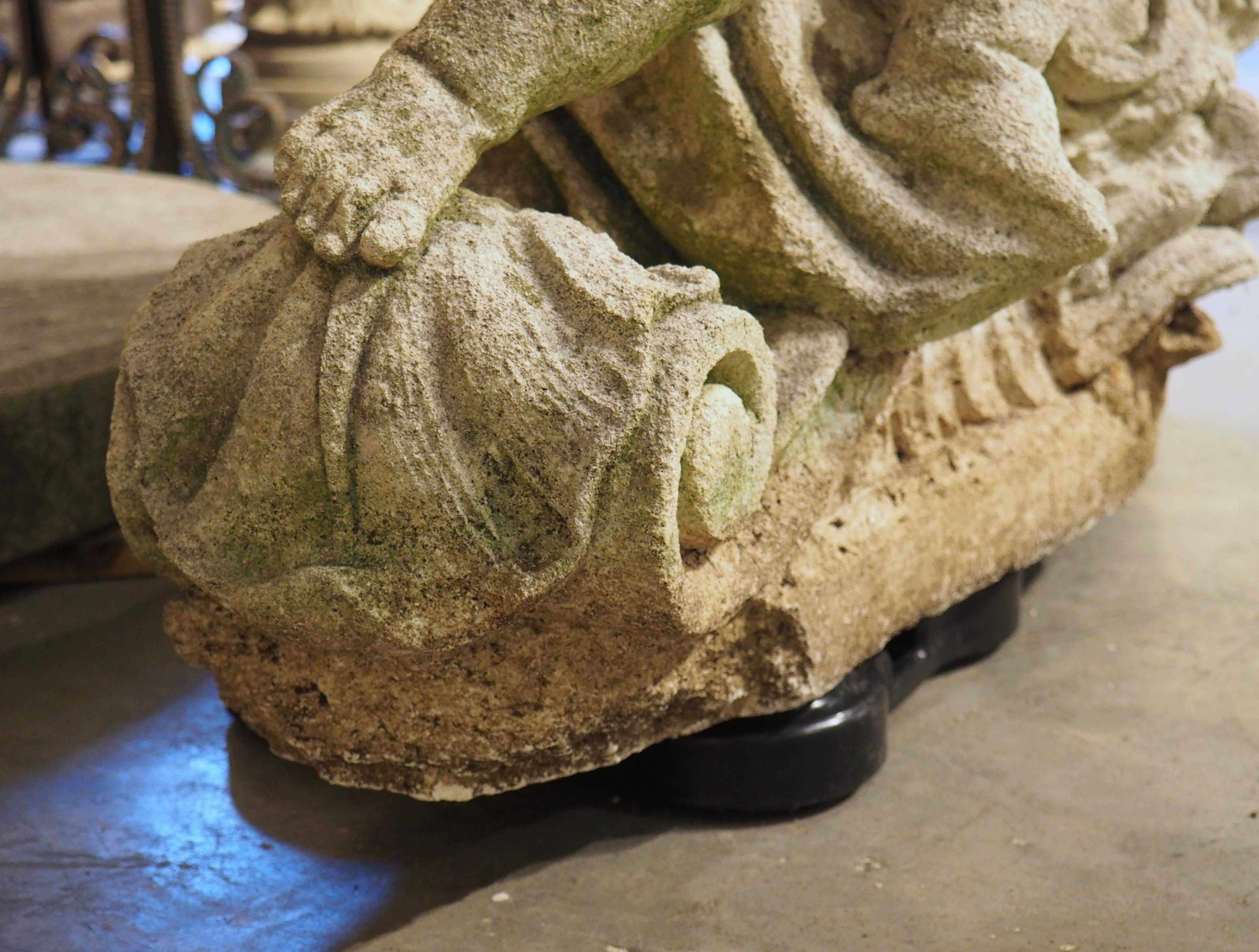 Antique French Reconstituted Stone Fountain Element, Garden Statuary, Circa 1900 For Sale 12