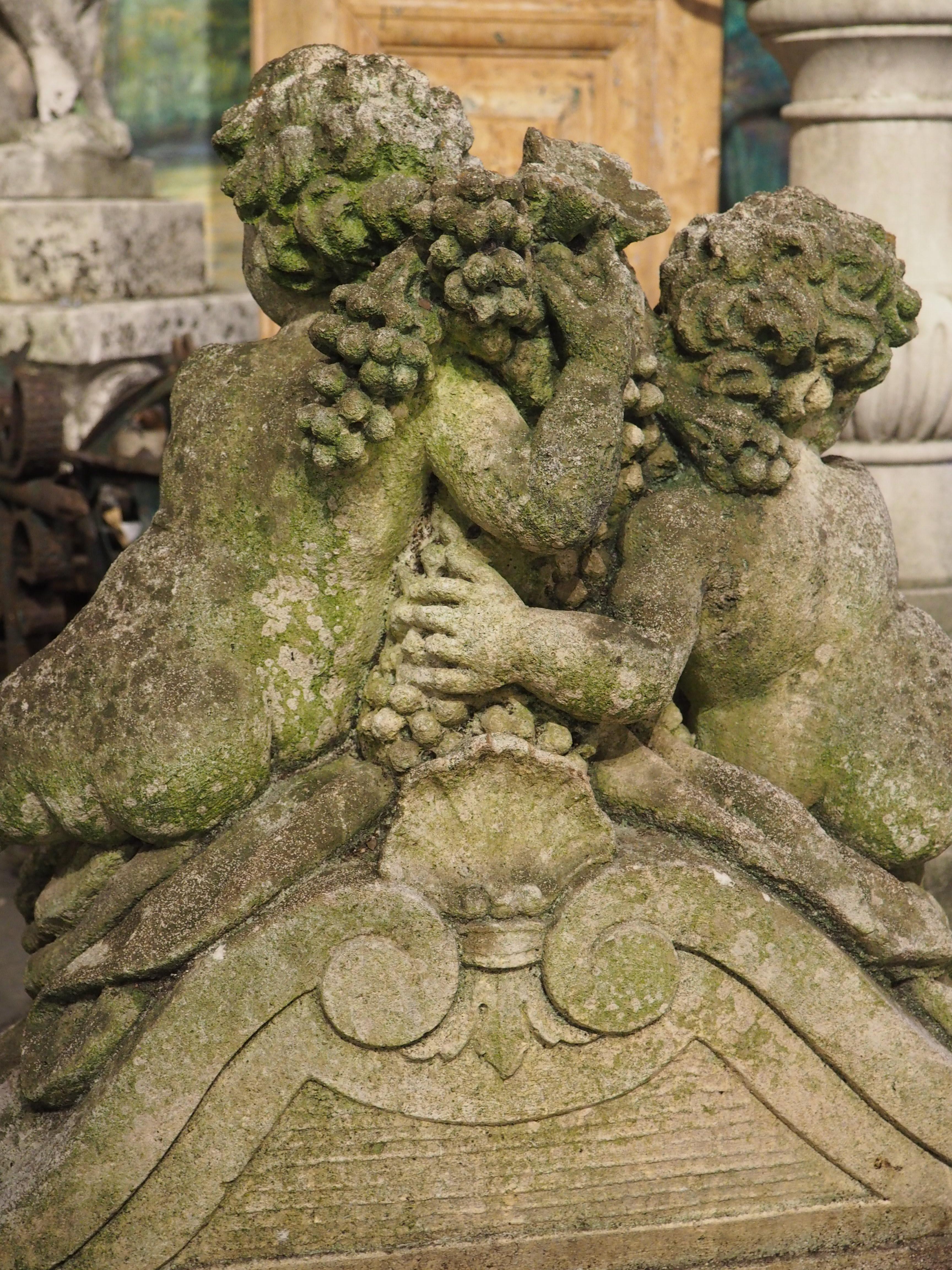 Cast Antique French Reconstituted Stone Fountain Element, Garden Statuary, Circa 1900 For Sale