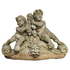 Antique French Elemento de fuente de piedra reconstituida, Estatuaria de jardín, Circa 1900