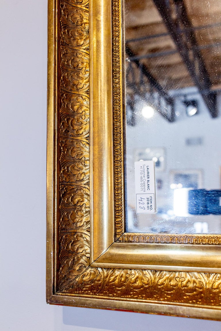 Antique French Rectangular Gilt Reverse Bevel Frame Mirror at 1stDibs