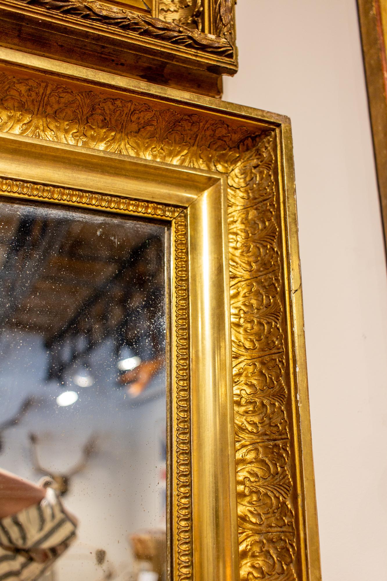 19th Century Antique French Rectangular Gilt Reverse Bevel Frame Mirror