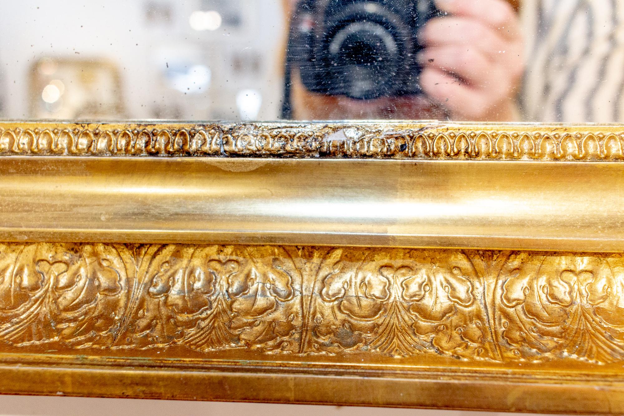 Antique French Rectangular Gilt Reverse Bevel Frame Mirror 1