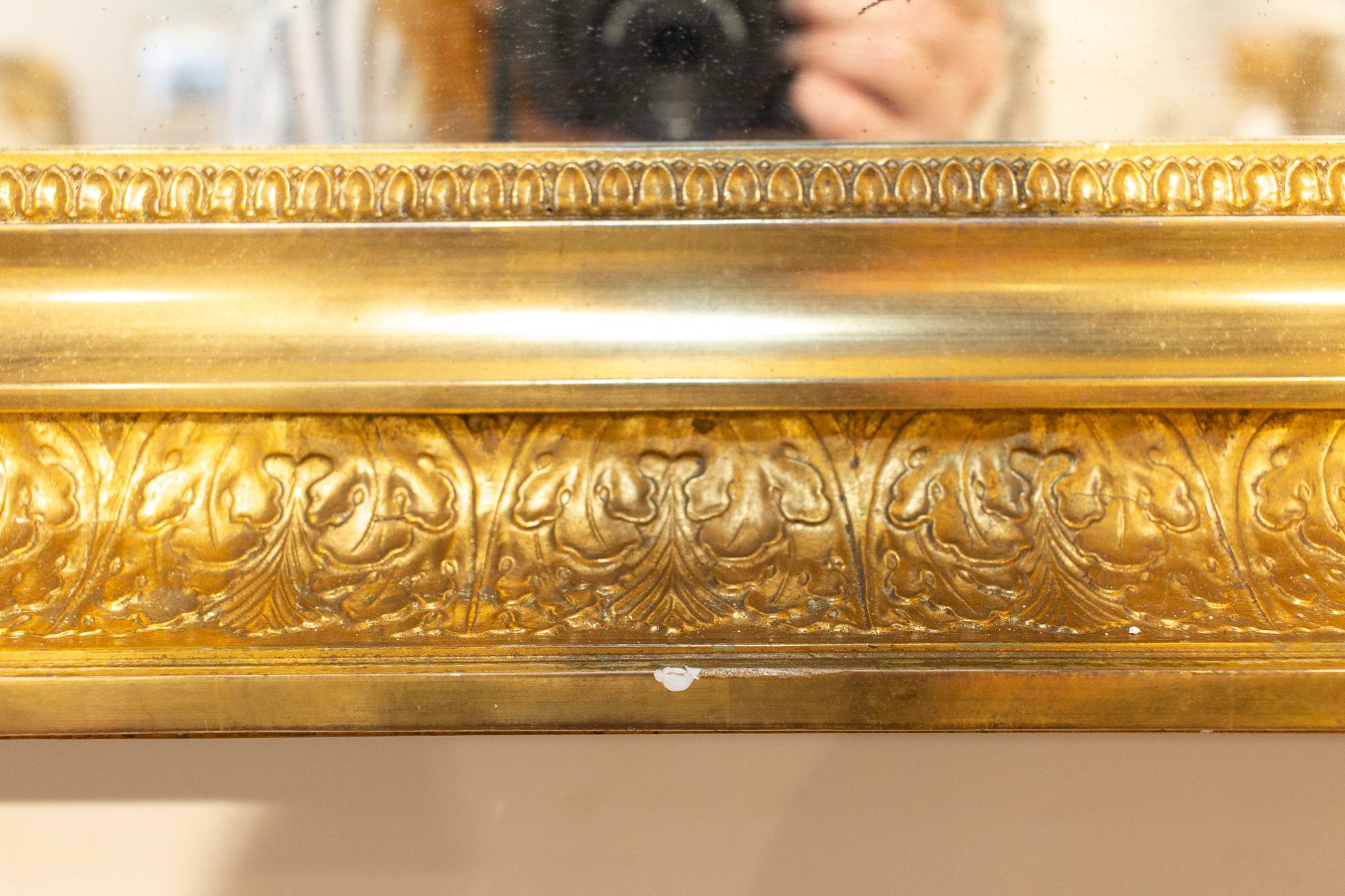 Antique French Rectangular Gilt Reverse Bevel Frame Mirror 2