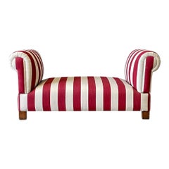 Antique French Red and White Striped Day Bed