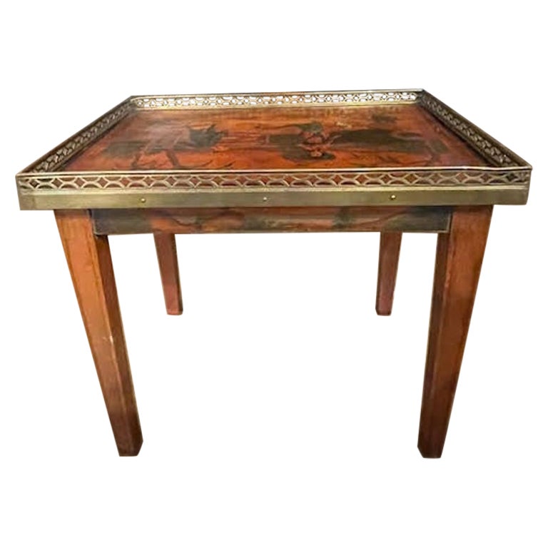 Antique French Red Chinoiserie Side Table For Sale