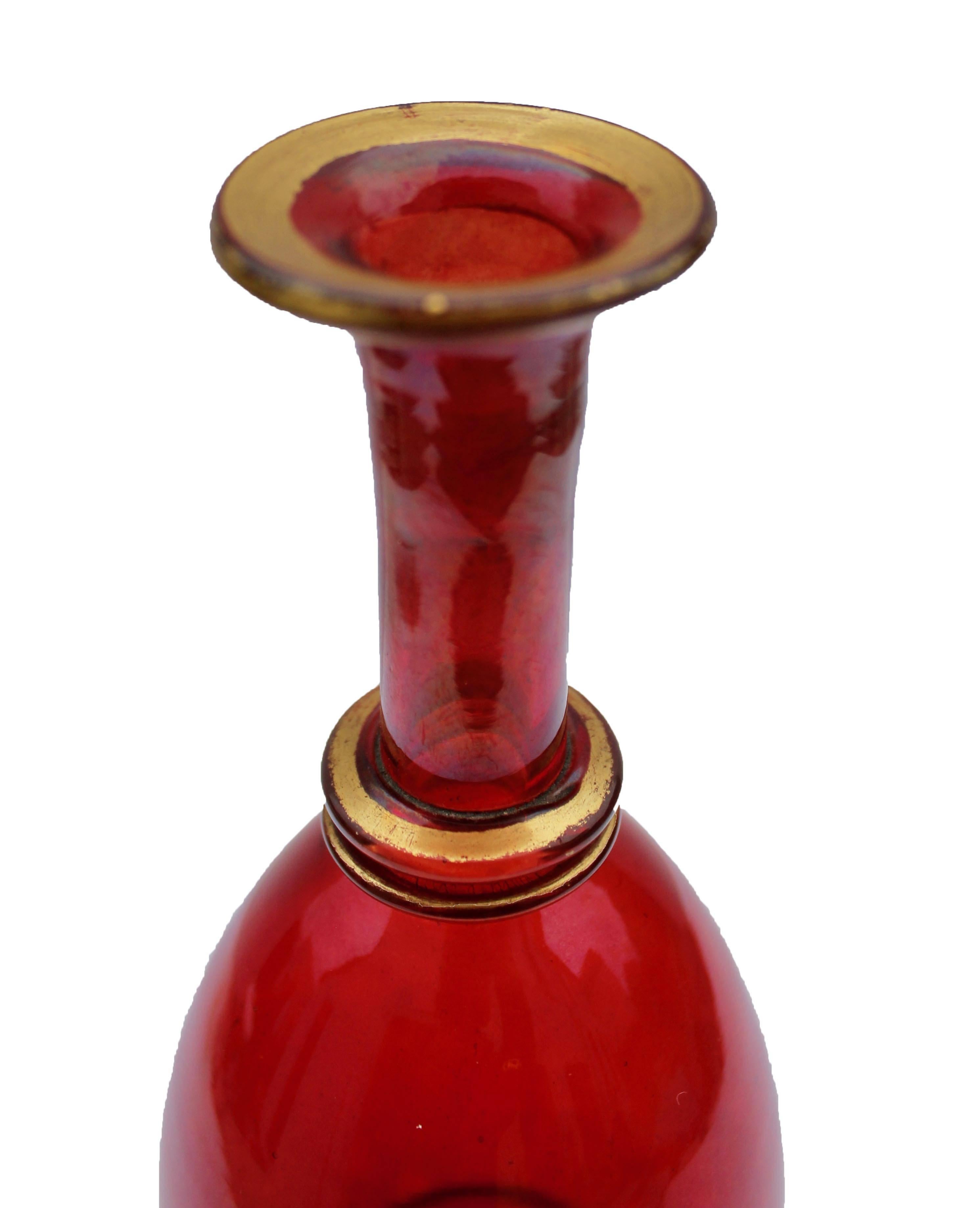 Art Nouveau Antique French Red Crystal Aperitif Service, circa 1880