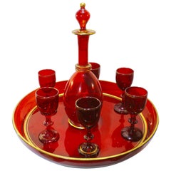 Antique French Red Crystal Aperitif Service, circa 1880