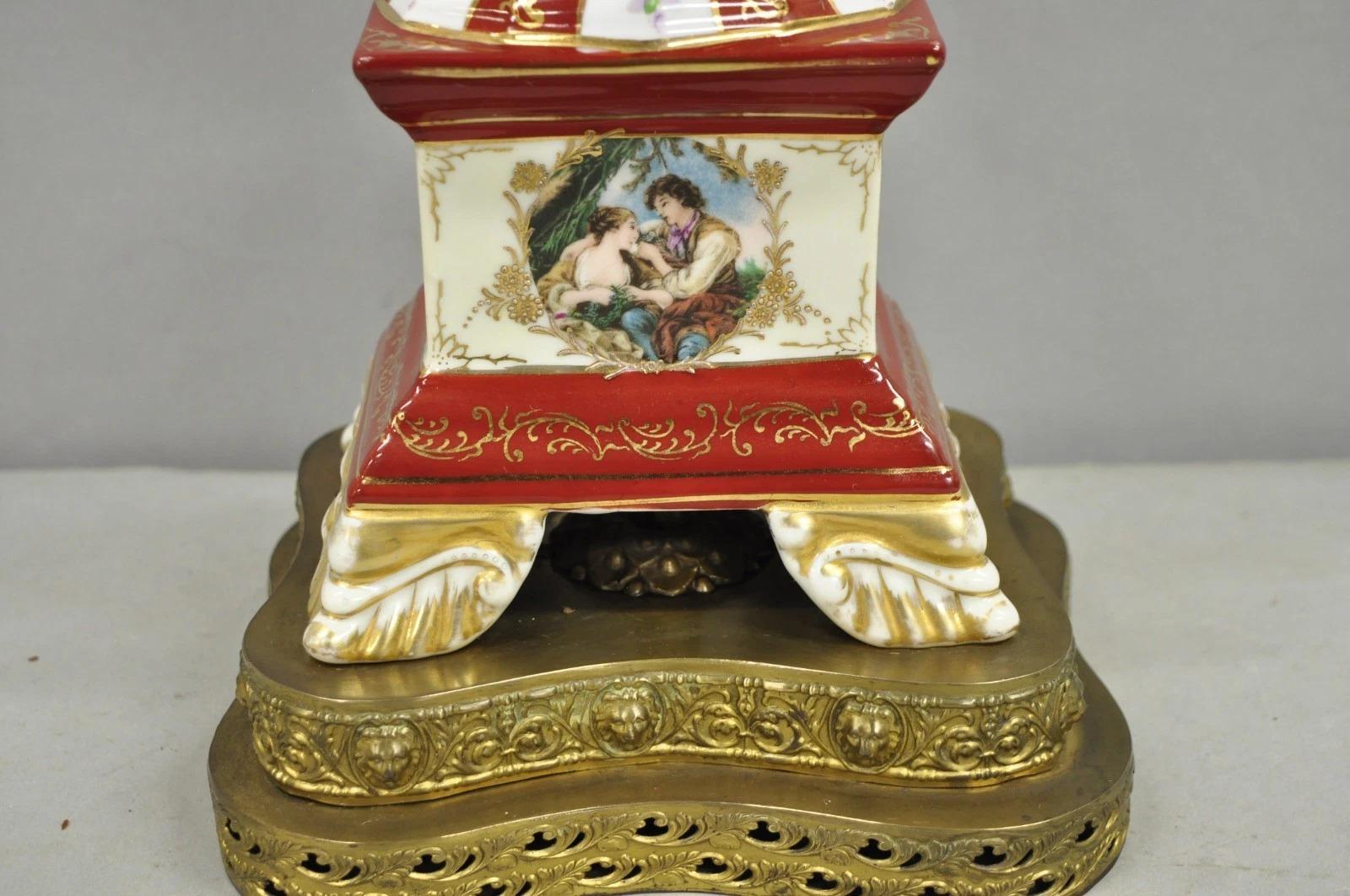 Lámpara de sobremesa antigua de porcelana roja francesa Style Paris en forma de urna de SGK China, Japón siglo XX en venta