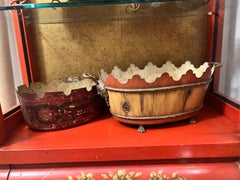 Antique French Red Tole Cachepot