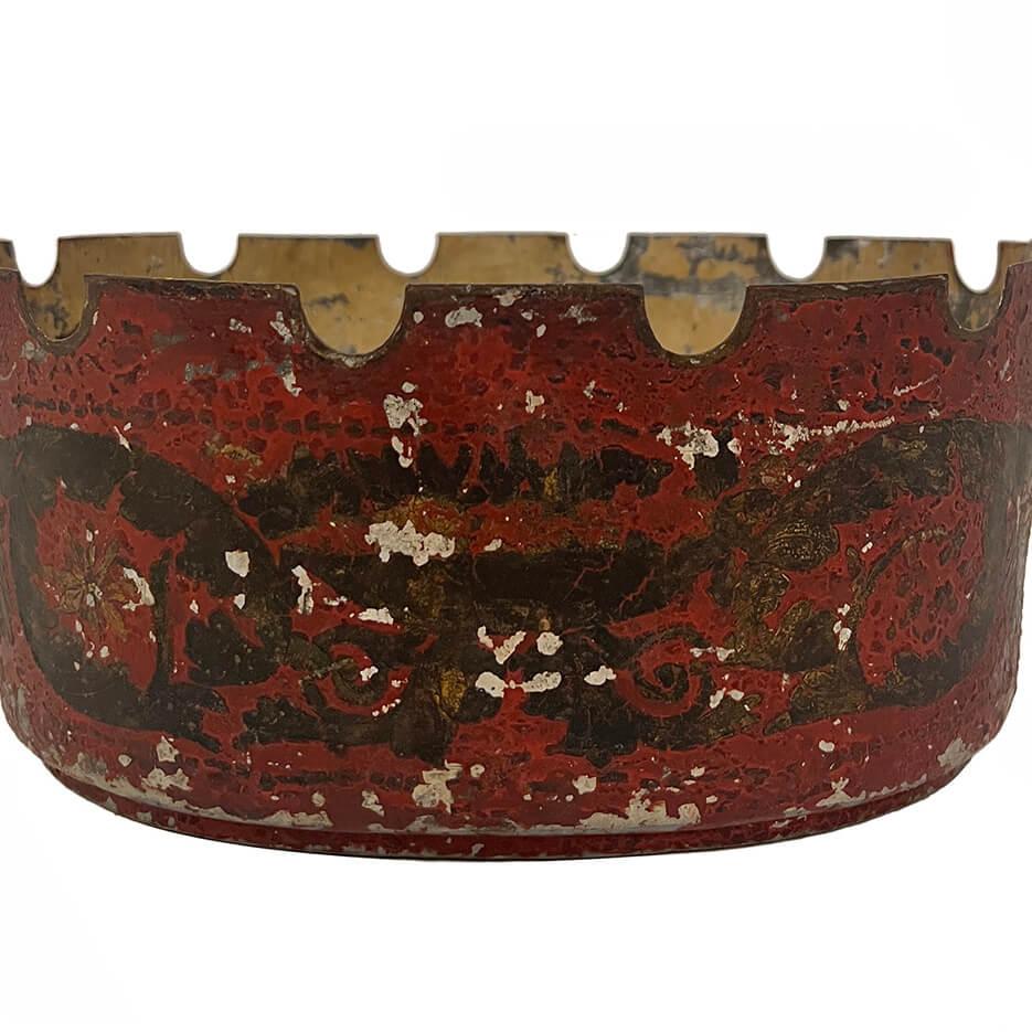 Peint Cache pot ancien en tôle rouge française en vente