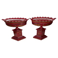 French Red Tole Planters