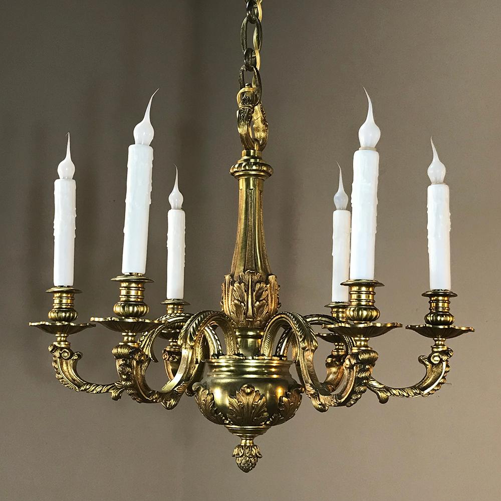 Antique French Regence Bronze Chandelier In Good Condition In Dallas, TX