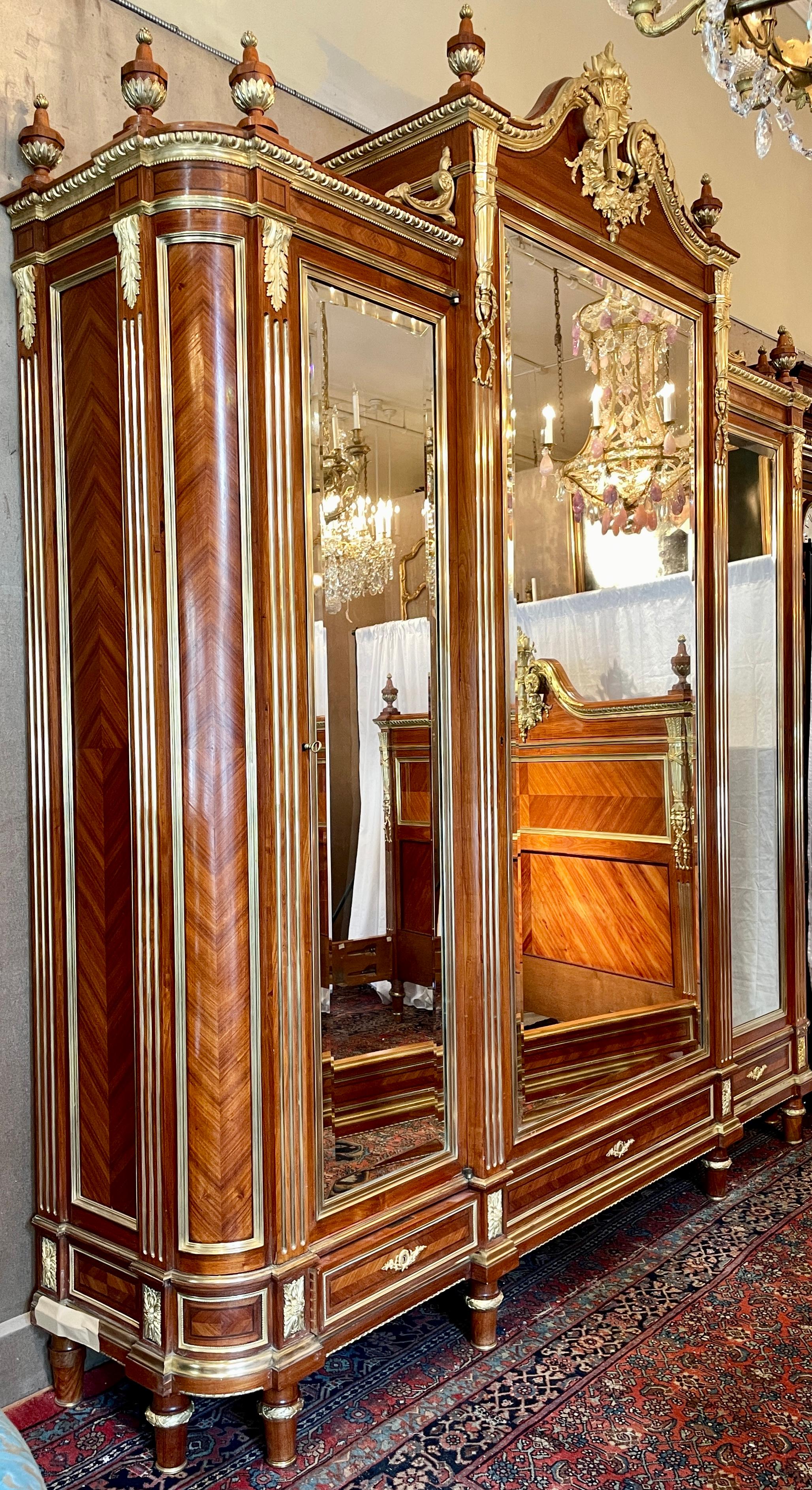 Antique French Régence Gold Bronze & Mahogany 4 Piece Bedroom Suite, Circa 1880. 1