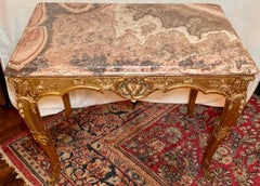 Antique French Régence Gold-Leaf Center Table with Marble Top, Circa 1840-1850