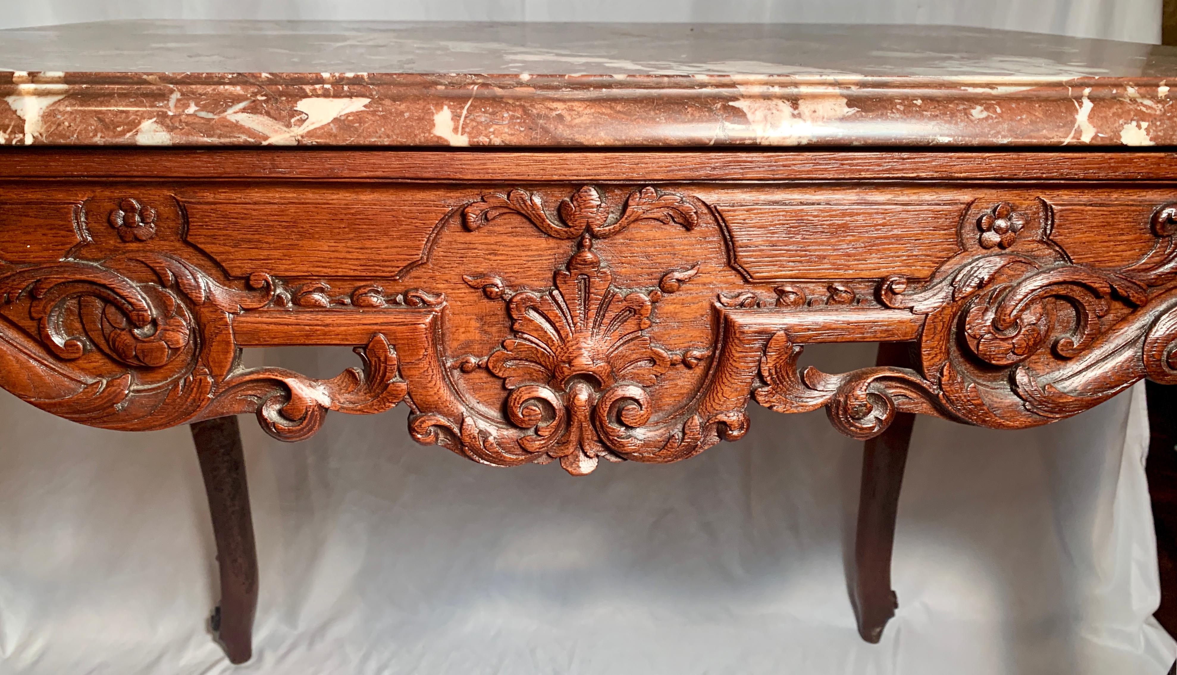 Antique French Regence oak table a Gibier with original marble circa 1770-1790
FOT076.