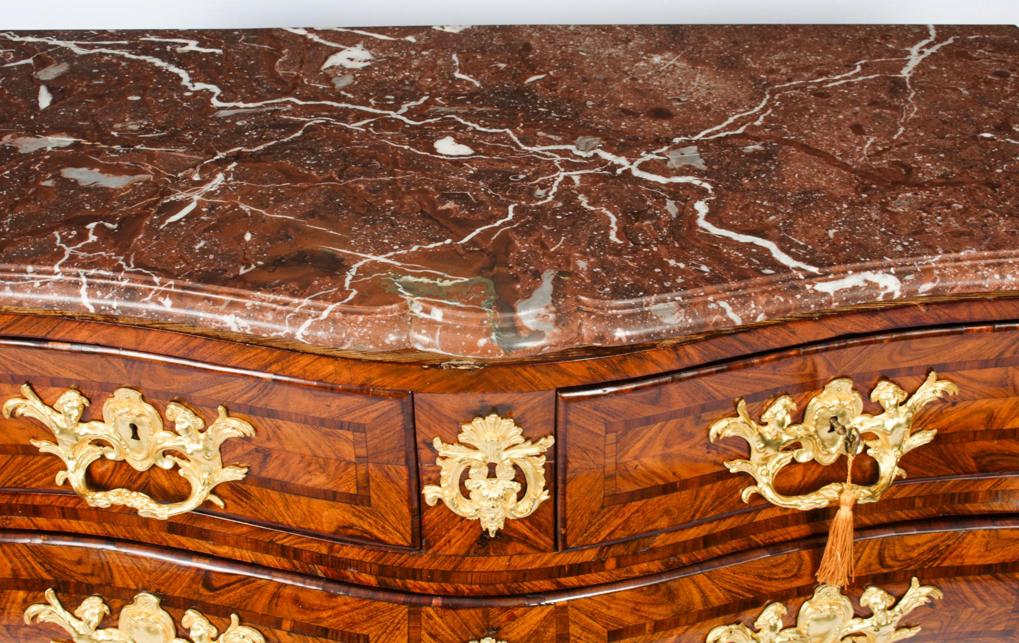 Parquetry Antique French Régence Ormolu Mounted Commode 18th Century For Sale