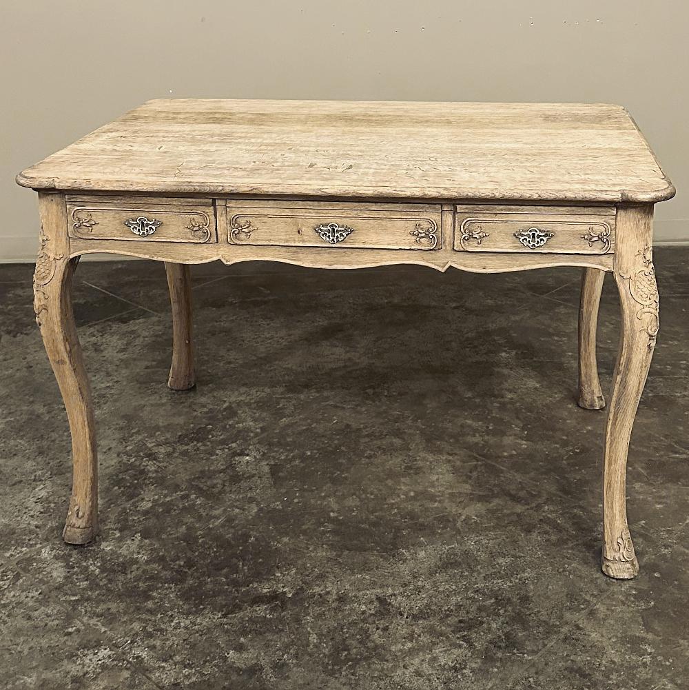20th Century Antique French Regence Stripped Oak Desk ~ Writing Table For Sale