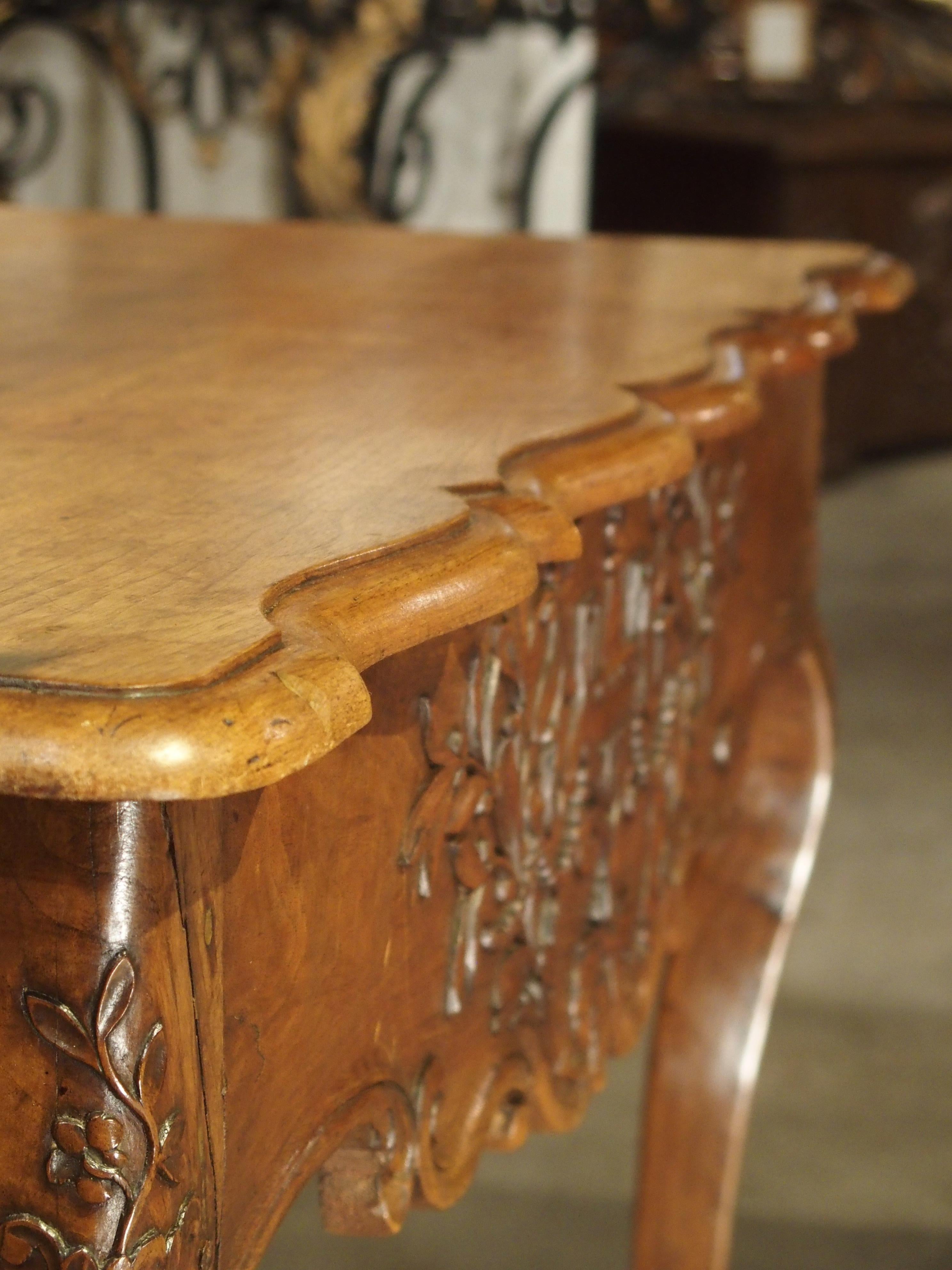 Antique French Regence Style Console Table with Front Drawer and Hoof Feet 10