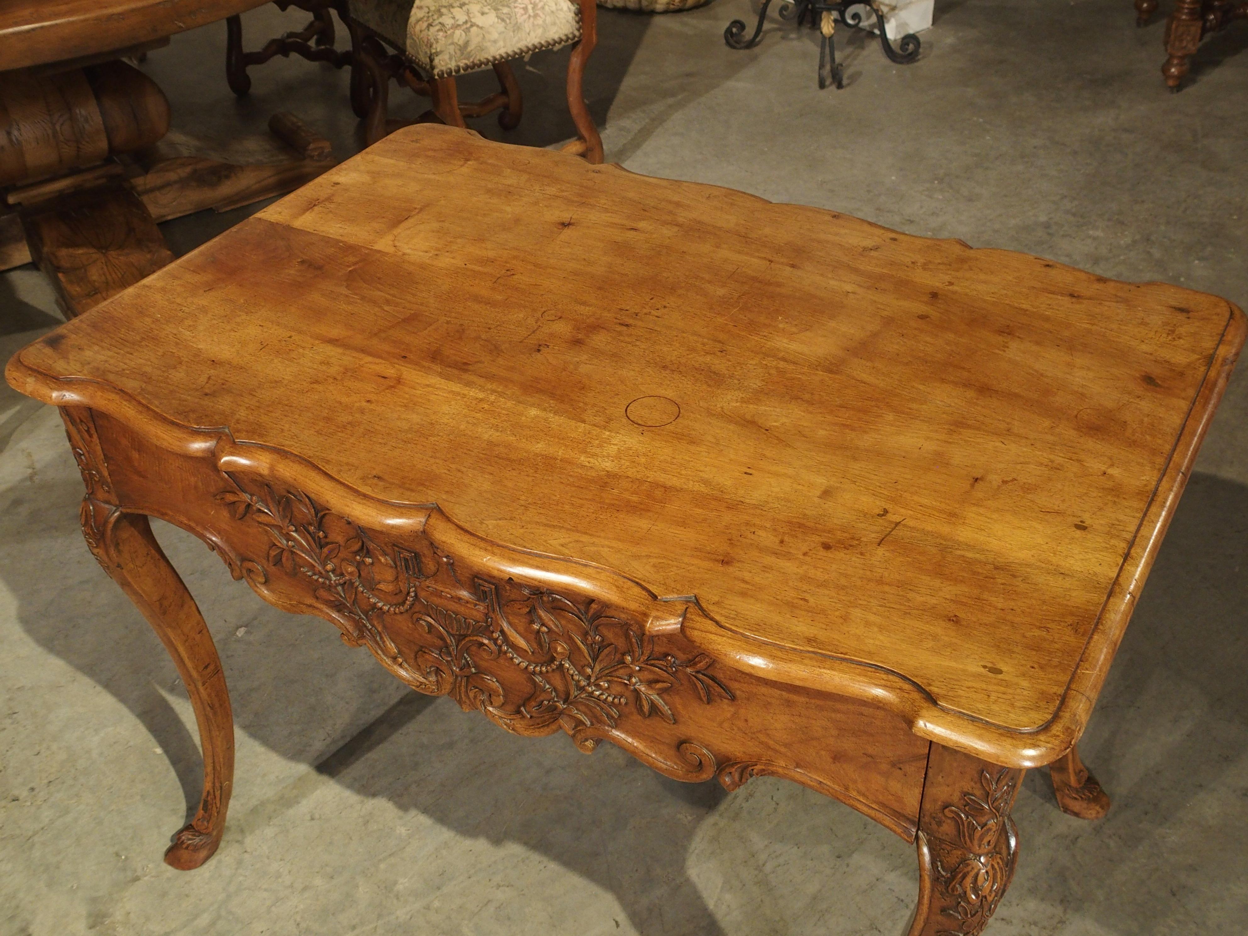 Antique French Regence Style Console Table with Front Drawer and Hoof Feet 2