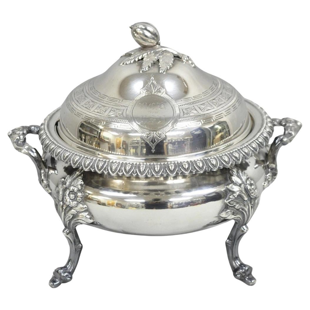 Antique French Regency Baroque Floral Repousse Silver Plated Soup Tureen (zuppiera in argento placcato)