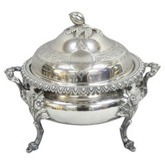 Antique French Regency Baroque Floral Repousse Silver Plated Soup Tureen (zuppiera in argento placcato)